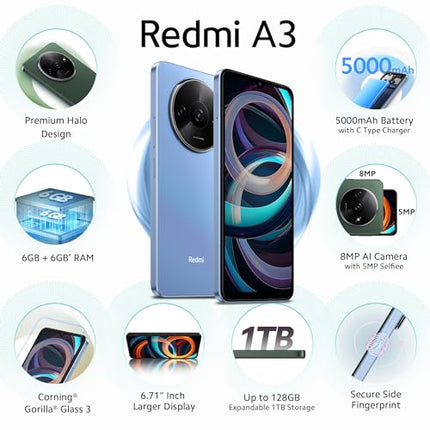 REDMI A3 (LAKE BLUE, 3GB RAM, 64GB STORAGE) [Activated] [GRADE A]