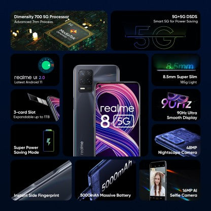 REALME 8 5G (SUPERSONIC BLACK, 128 GB)  (8 GB RAM) [Activated] [GRADE A]