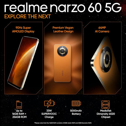 REALME NARZO 60 5G (MARS ORANGE, 256GB) (8 GB RAM) [Activated] [GRADE A]