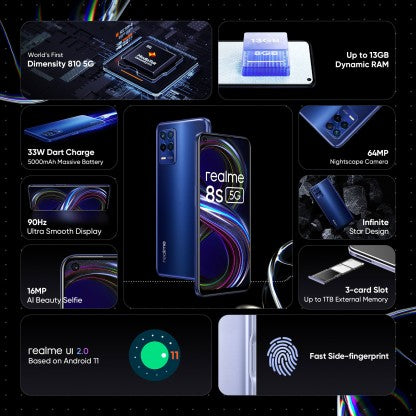 REALME 8S 5G (UNIVERSE BLUE, 128 GB)  (6 GB RAM) [Activated] [GRADE A]