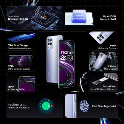 REALME 8S 5G (UNIVERSE PURPLE, 128 GB)  (6 GB RAM) [Activated] [GRADE A]