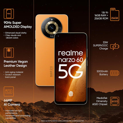 REALME NARZO 60 5G (MARS ORANGE, 256GB) (8 GB RAM) [Activated] [GRADE A]