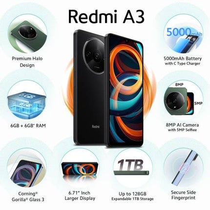 REDMI A3 (MIDNIGHT BLACK, 64 GB)  (3 GB RAM) [Activated] [GRADE C]