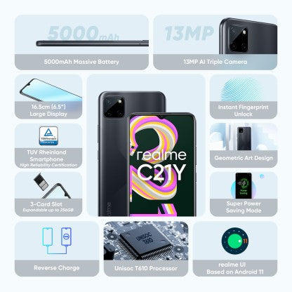 REALME C21Y (CROSS BLACK, 64 GB)  (4 GB RAM) [Activated] [GRADE A]