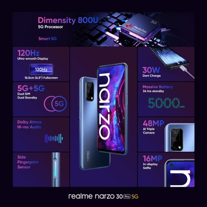 REALME NARZO 30 PRO 5G (SWORD BLACK, 128 GB)  (8 GB RAM) [Activated] [GRADE A]