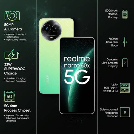 REALME NARZO 60X 5G (STELLAR GREEN, 128 GB)  (4 GB RAM) [Activated] [GRADE A]