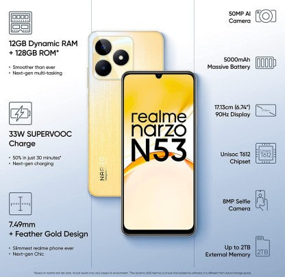 REALME NARZO N53 (FEATHER GOLD, 64 GB)  (4 GB RAM) [Activated] [GRADE A]