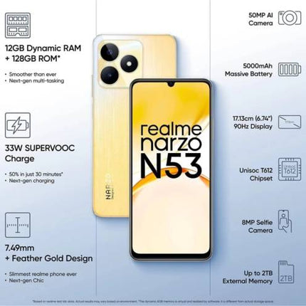 REALME NARZO N53 (FEATHER GOLD, 128 GB)  (8 GB RAM) [Activated] [GRADE A]