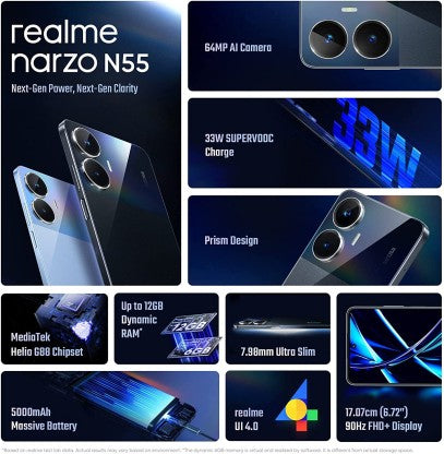 REALME NARZO N55 (PRIME BLACK, 128 GB)  (6 GB RAM) [Activated] [GRADE A]