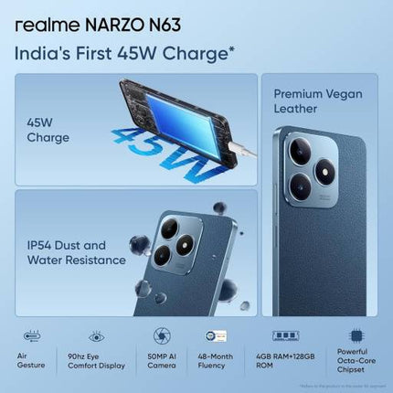 REALME NARZO N63 4G (LEATHER BLUE, 128 GB)  (4 GB RAM) [Activated] [GRADE A]