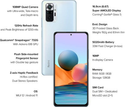 REDMI NOTE 10 PRO MAX (GLACIAL BLUE, 128 GB)  (6 GB RAM) [Activated] [GRADE A]