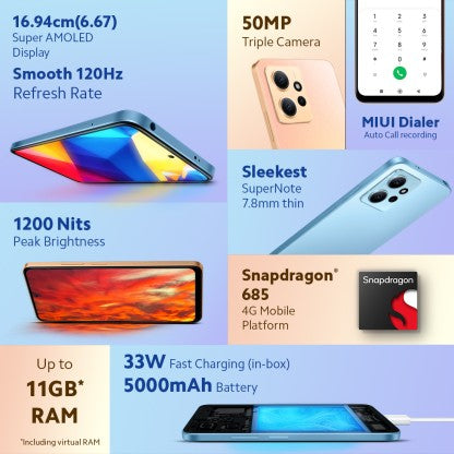 REDMI NOTE 12 (SUNRISE GOLD, 64 GB)  (6 GB RAM) [Activated] [GRADE A]