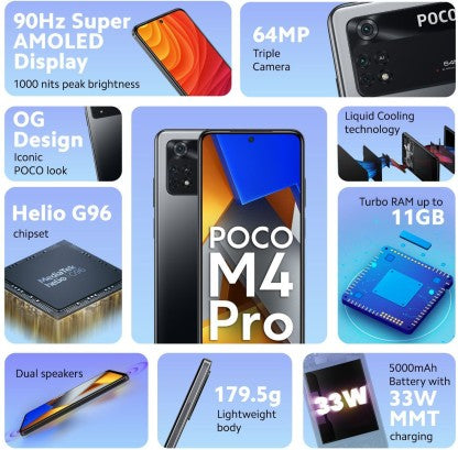 POCO M4 PRO (POWER BLACK, 128 GB)  (6 GB RAM) [Activated] [GRADE A]