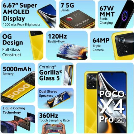 POCO X4 PRO 5G (YELLOW, 128 GB)  (6 GB RAM) [Activated] [GRADE C]