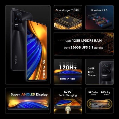 POCO F4 5G (NIGHT BLACK, 128 GB)  (8 GB RAM) [Activated] [GRADE A]