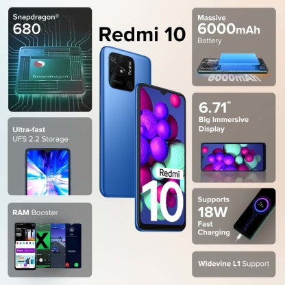 REDMI 10 (PACIFIC BLUE, 64 GB)  (4 GB RAM) [Activated] [GRADE C]