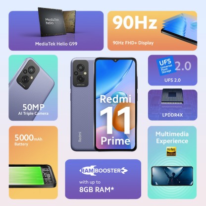 REDMI 11 PRIME (PEPPY PURPLE, 128 GB)  (6 GB RAM) [Activated] [GRADE C]