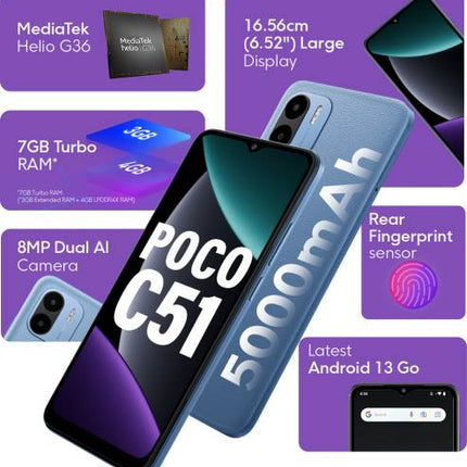 POCO C51 (ROYAL BLUE, 64 GB)  (4 GB RAM) [Activated] [GRADE B]