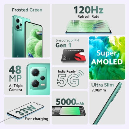 REDMI NOTE 12 5G (FROSTED GREEN, 256 GB)  (8 GB RAM) [Activated] [GRADE C]