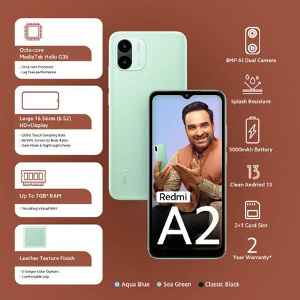 REDMI A2 (SEA GREEN, 64 GB)  (2 GB RAM) [Activated] [GRADE C]