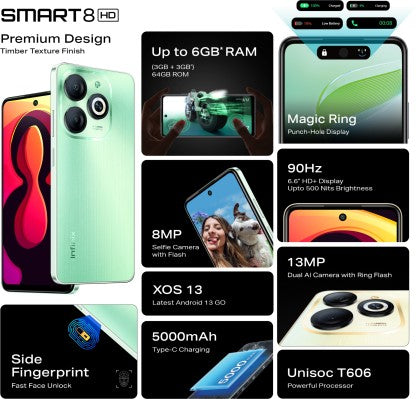 INFINIX SMART 8 HD (CRYSTAL GREEN, 64 GB)  (3 GB RAM)