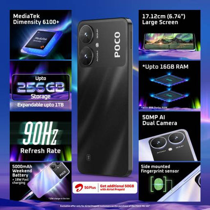 POCO M6 5G (GALACTIC BLACK, 128 GB)  (4 GB RAM) [Activated] [GRADE C]