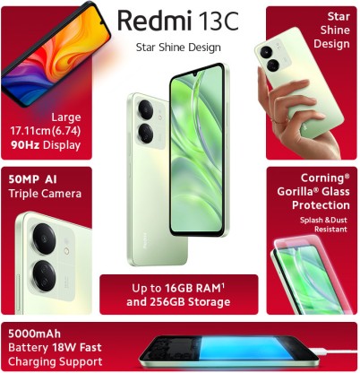 REDMI 13C (STARSHINE GREEN, 128 GB)  (6 GB RAM)