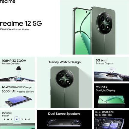 REALME 12 5G (WOODLAND GREEN, 128 GB)  (8 GB RAM) [Activated] [GRADE A]