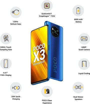 POCO X3 (WHITE, 64 GB)  (6 GB RAM) [Activated] [GRADE A]