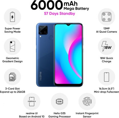 REALME C15 (POWER BLUE, 32 GB)  (3 GB RAM) [Activated] [GRADE A]