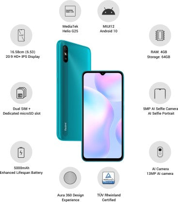 REDMI 9I (MIDNIGHT BLACK, 64 GB)  (4 GB RAM)[Like New]