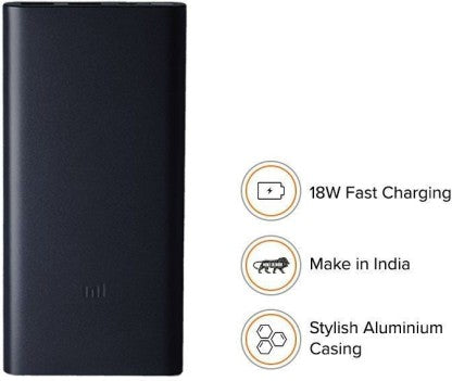 MI 2I 10000 MAH POWER BANK (FAST CHARGING, 18W)  (BLACK, LITHIUM POLYMER)