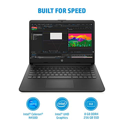 HP 14S-INTEL CELERON N4500-8GB RAM/256GB SSD 14 INCH(35.6 CM) HD, MICRO-EDGE DISPLAY/UHD GRAPHICS/ALEXA/DUAL SPEAKERS/FAST CHARGE/WIN 11, 14S- DQ3032TU