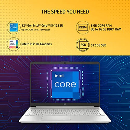 HP 15S, 12TH GEN INTEL CORE I5 8GB RAM/512GB SSD 15.6-INCH(39.6 CM) MICRO-EDGE ANTI-GLARE FHD LAPTOP/INTEL IRIS XE GRAPHICS/ALEXA/DUAL SPEAKERS/WIN 11/MSO 2021/1.41 KG, 15S- FQ5111TU