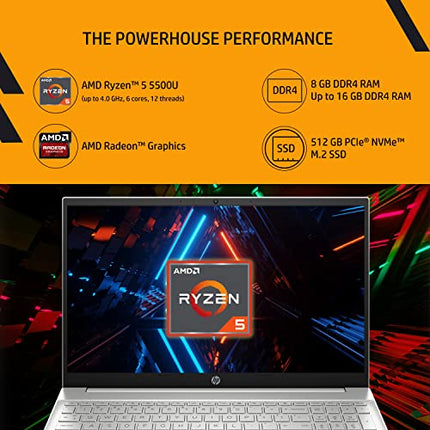 HP PAVILION 15 AMD RYZEN 5-8GB/512GB SSD 15.6 INCHES (39.6 CM) IPS MICRO-EDGE ANTI-GLARE FHD LAPTOP/BACKLIT KB/ALEXA/B&AMP;O AUDIO/FAST CHARGE/WIN 10/3D METAL DESIGN/MSO 2019/1.75 KG-15-EH1101AU