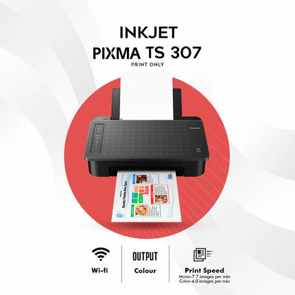 CANON PIXMA TS307 SINGLE FUNCTION WIRELESS INKJET COLOUR PRINTER (BLACK), STANDARD[Like New]