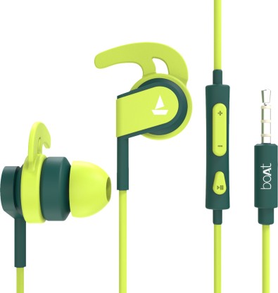 BOAT BASSHEADS 242 WIRED HEADSET  (NEON GREEN, IN THE EAR)