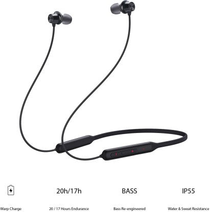 ONEPLUS BULLETS WIRELESS Z BASS EDITION BLUETOOTH HEADSET  (BOLD BLACK, IN THE EAR)