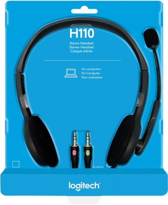 LOGITECH H-110 WIRED HEADSET  (BLACK, ON THE EAR)